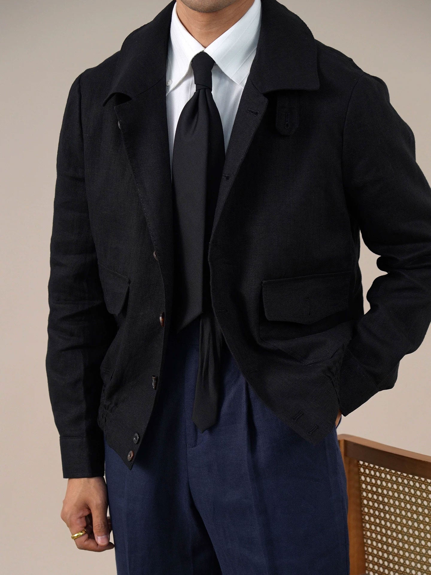 Men’s French Linen Bomber Jacket BRABION