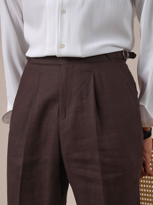 Men’s Breathable Linen Single-Pleat Dress Pants BRABION