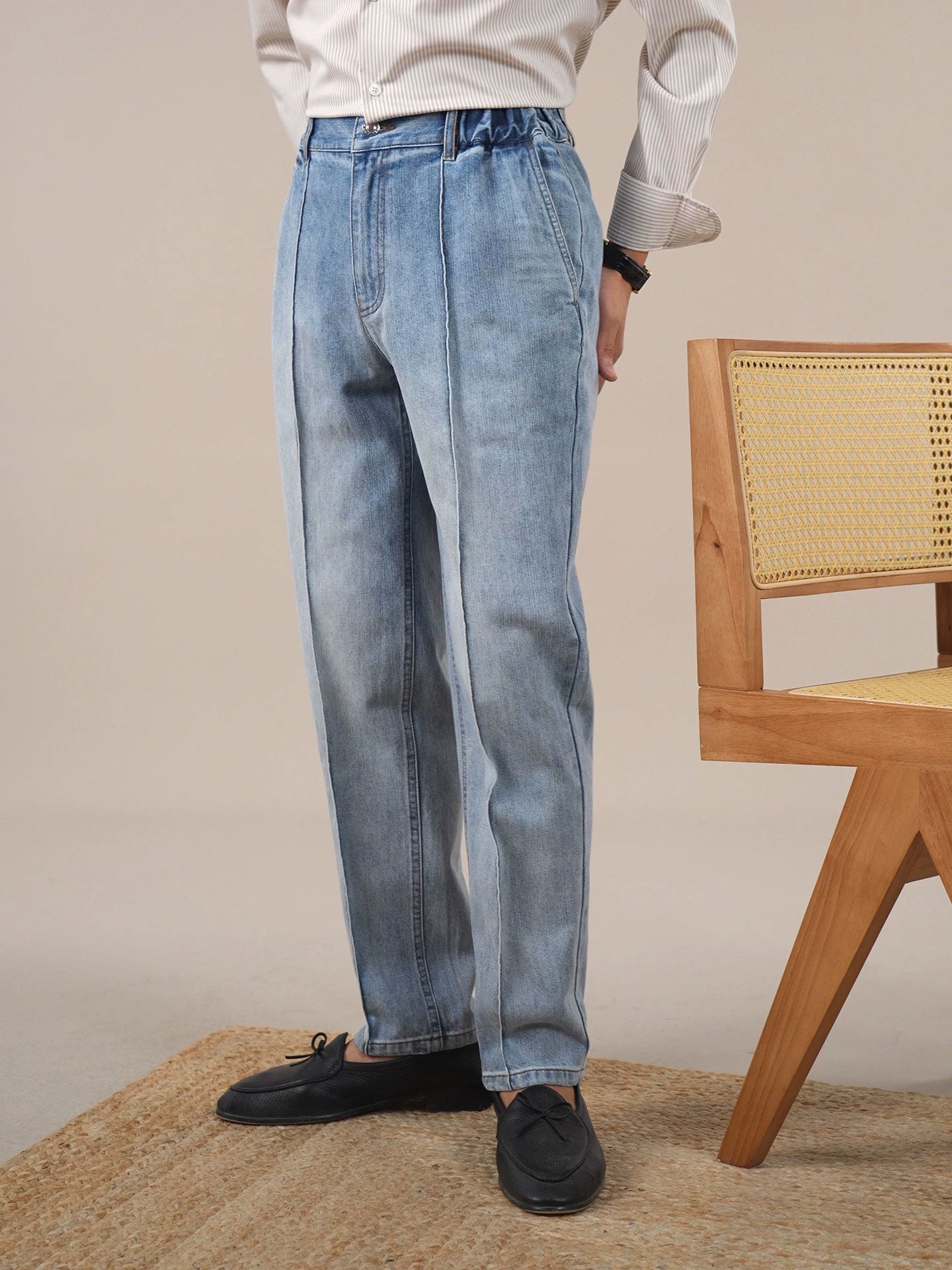 Men’s Relaxed-Fit High-Waist Denim Jeans BRABION