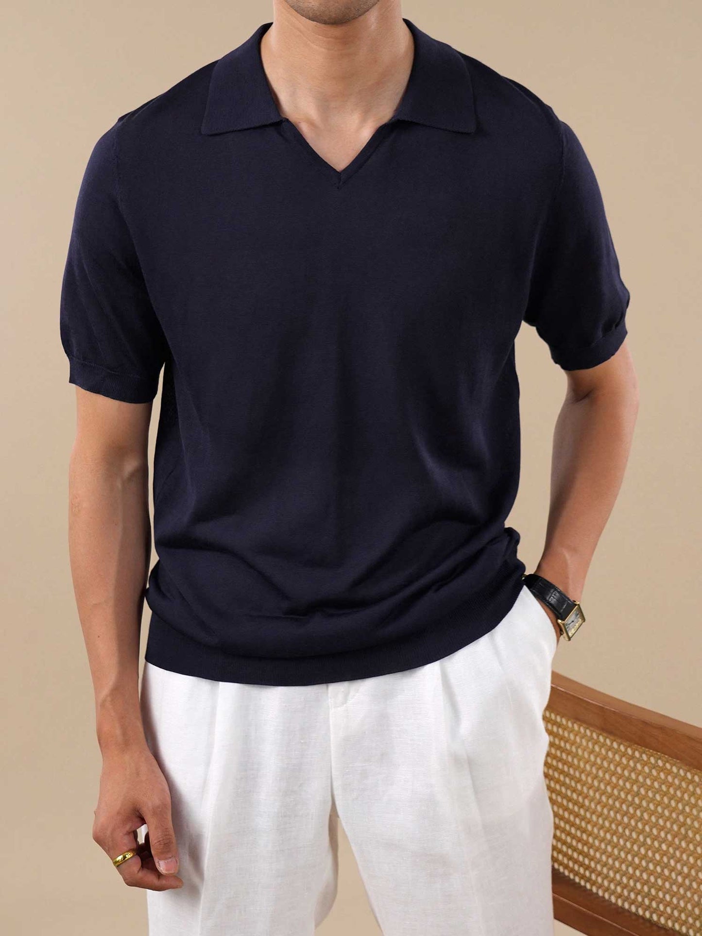 Cool Touch Acetate Mulberry Silk Lightweight Polo Shirt For Men BRABION