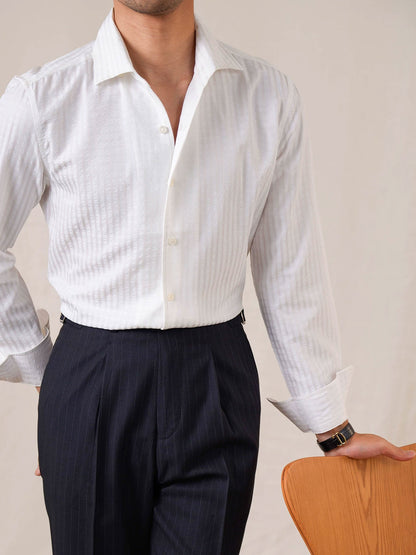 Mens Italian One-Piece Collar Seersucker Shirt