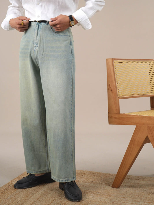 Relaxed Fit Men’s Wide-Leg Jeans—Easy Everyday Style - BRABION