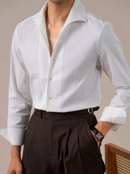 Men’s Breathable Bubble Cotton Gauze Italian One-Piece Collar Shirt BRABION