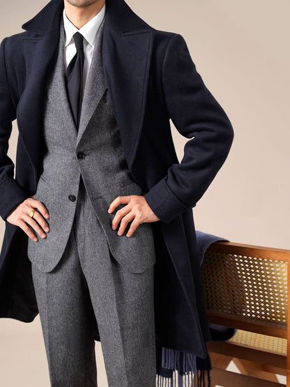 Men’s Double-Breasted Wool Ulster Collar Coat - BRABION