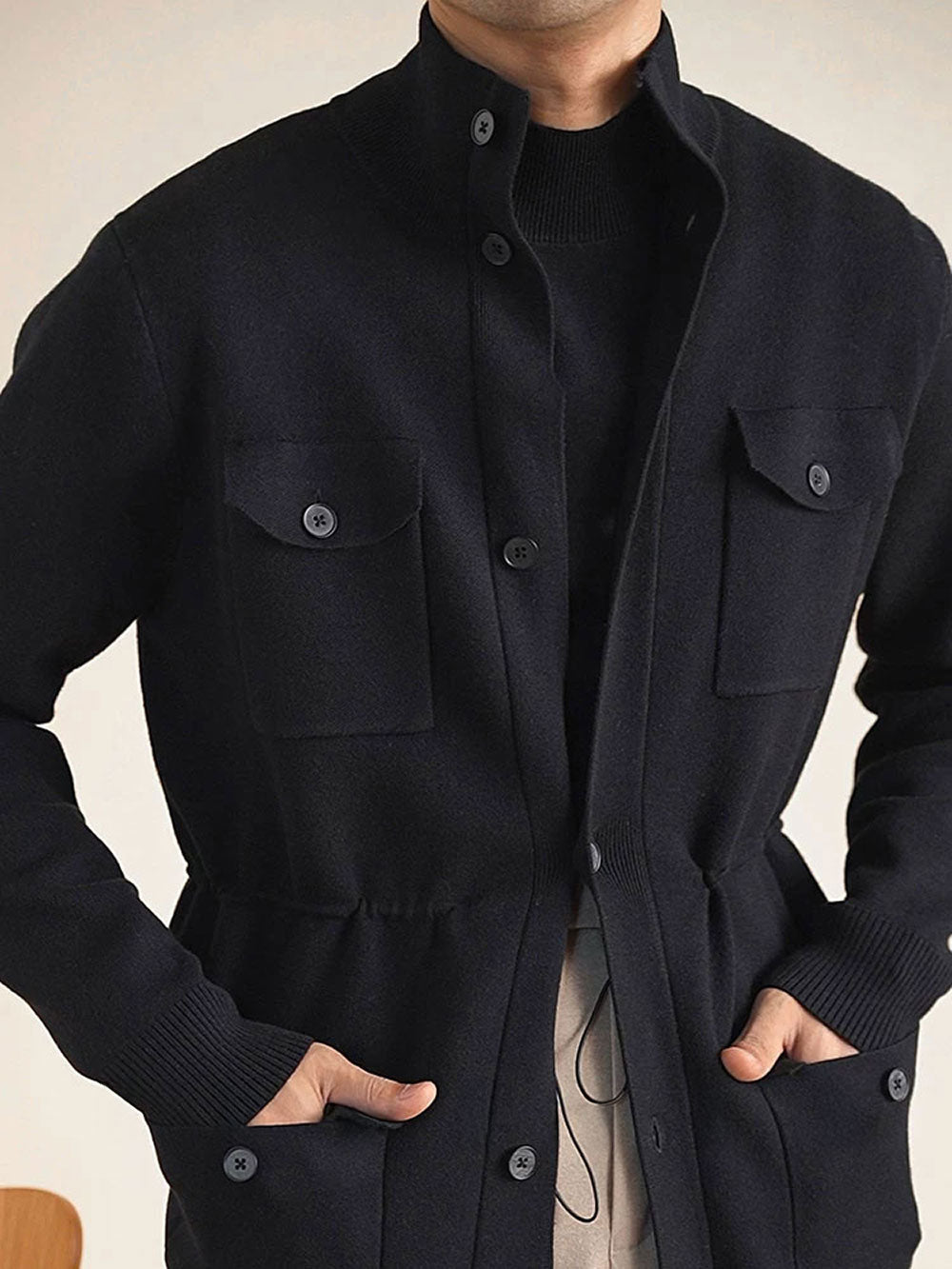 Men's Knit Hunting Stand Collar Jacket - BRABION