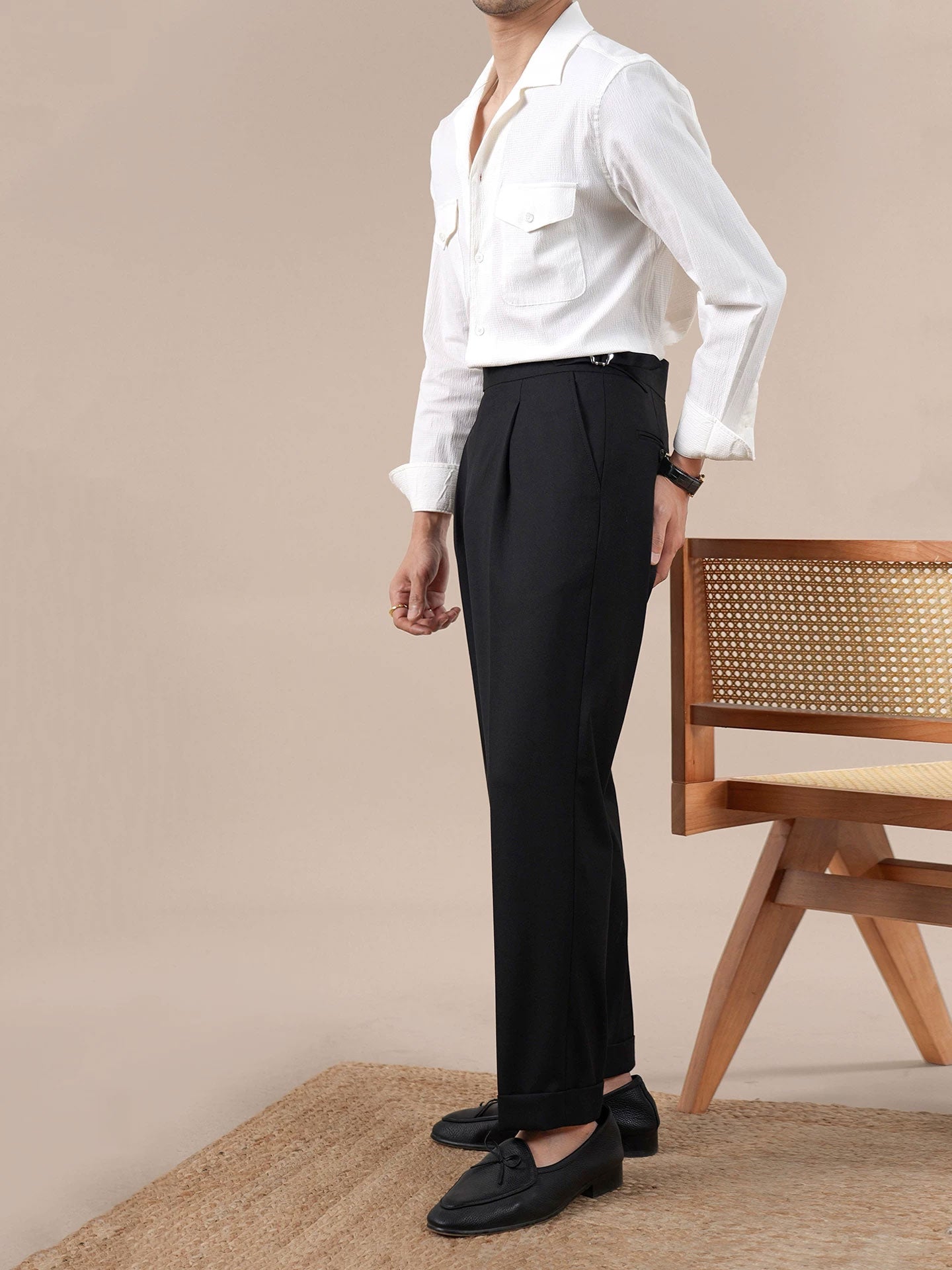 Men's Neapolitan Slim Fit Straight Leg Trousers - BRABION
