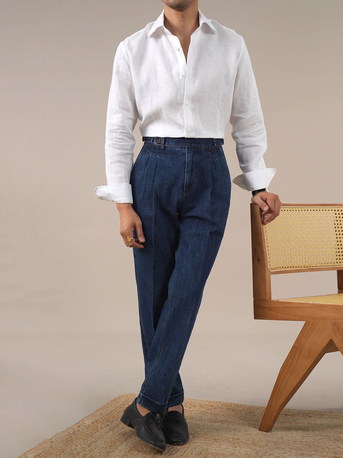 Men's Vintage High-Waist Straight-Leg Jeans - BRABION
