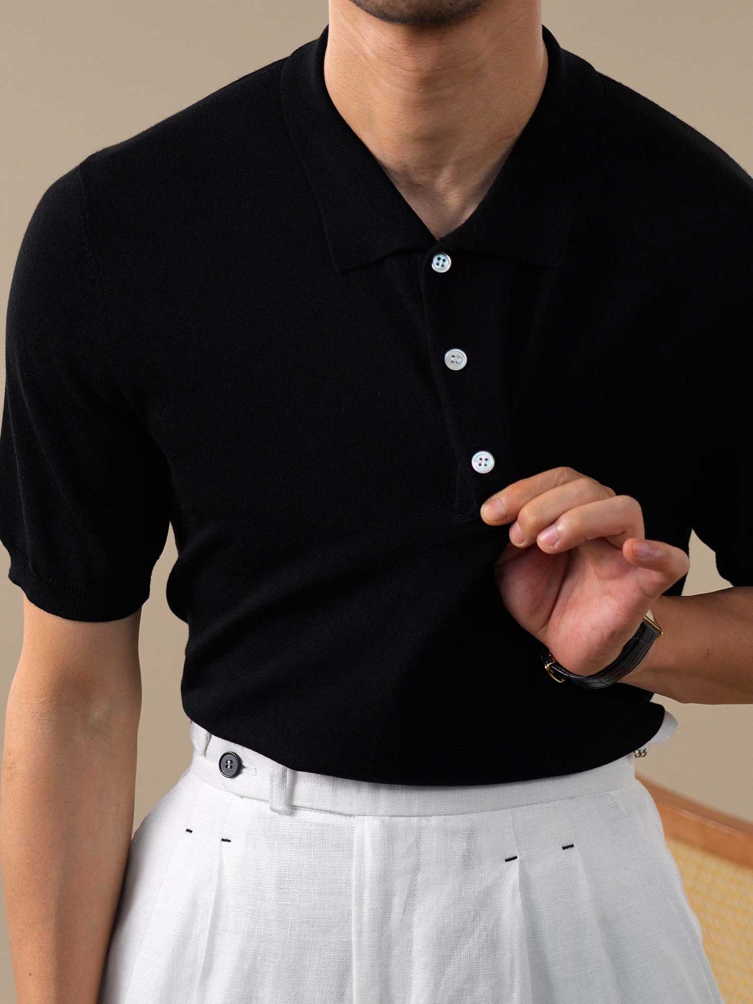 Men’s Italian-Style Lenzing Lyocell Knit Polo Shirt BRABION