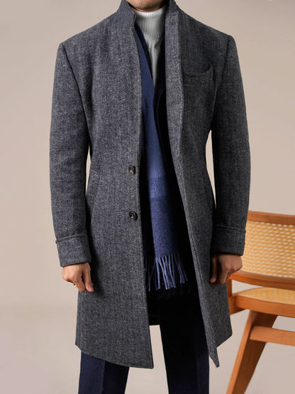Mens Wool Mid-Length Chester Coat - BRABION