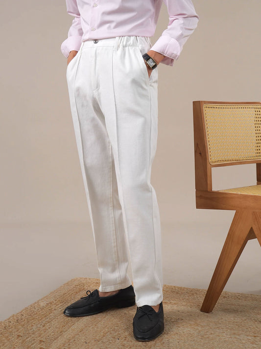 Men’s High-Waist White Straight-Leg Jeans - BRABION