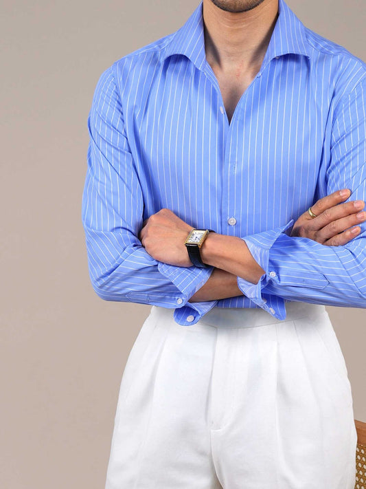 Men’s Italian One-Piece Collar Striped Dress Shirt BRABION