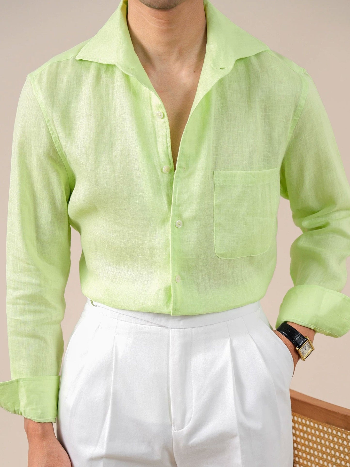 Men’s Long-Sleeve Linen Shirt BRABION