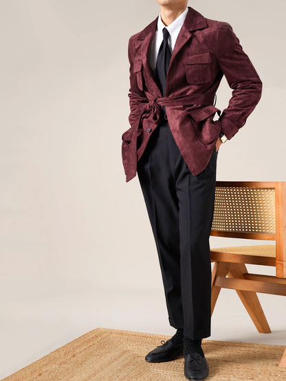Men's Slim Fit Suede Hunting Retro Jacket - BRABION