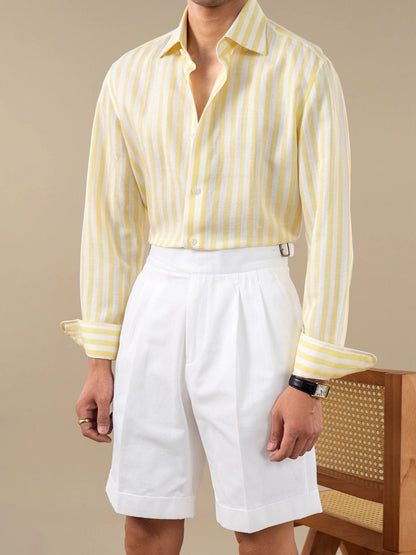 Italian Double-Pleat Men's Gurkha Cotton Casual Shorts
