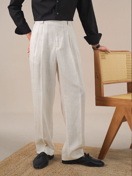 Men’s Tencel Linen Dress Pants — Relaxed Straight-Leg Old Money Style BRABION