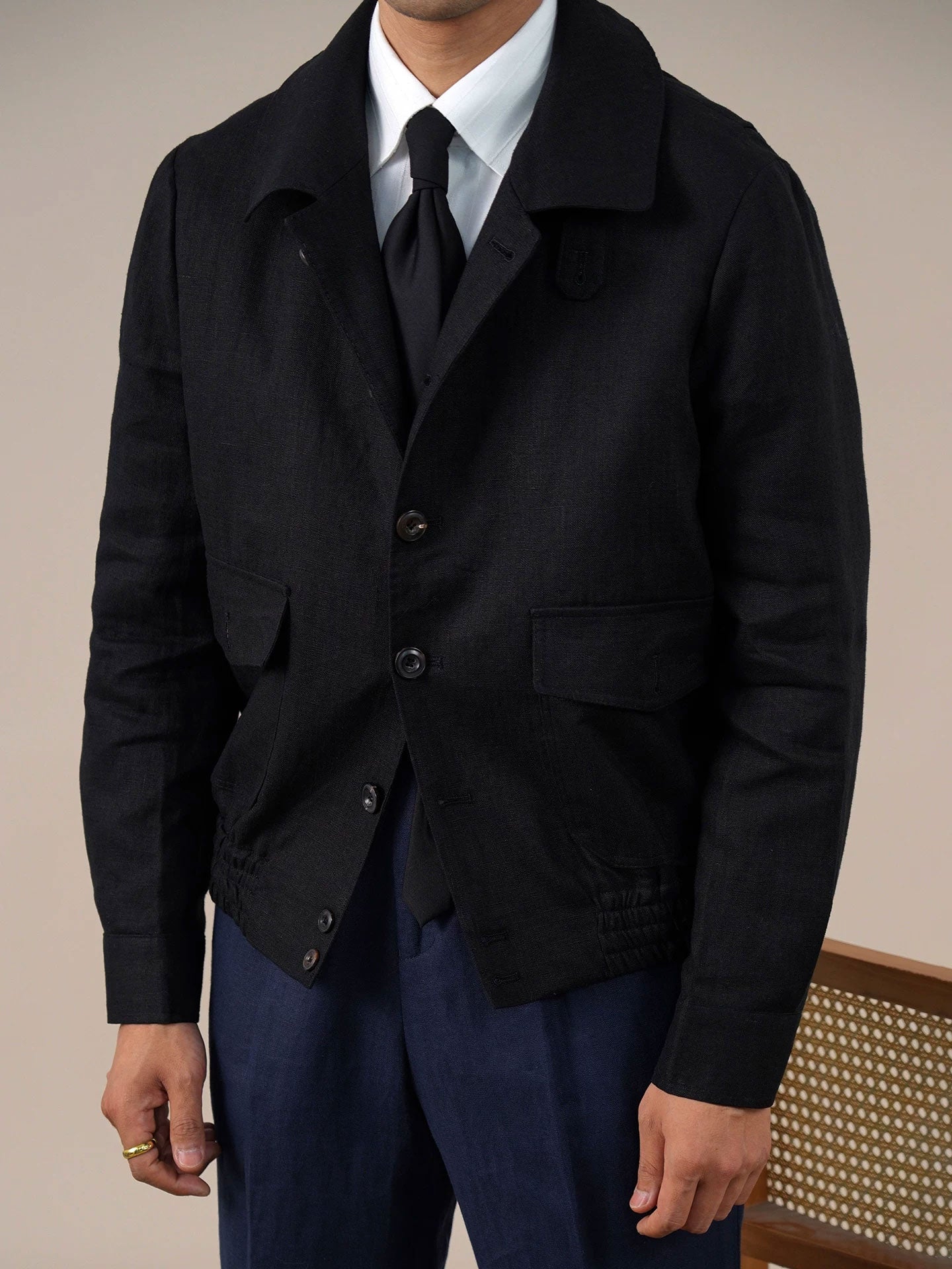 Men’s French Linen Bomber Jacket BRABION