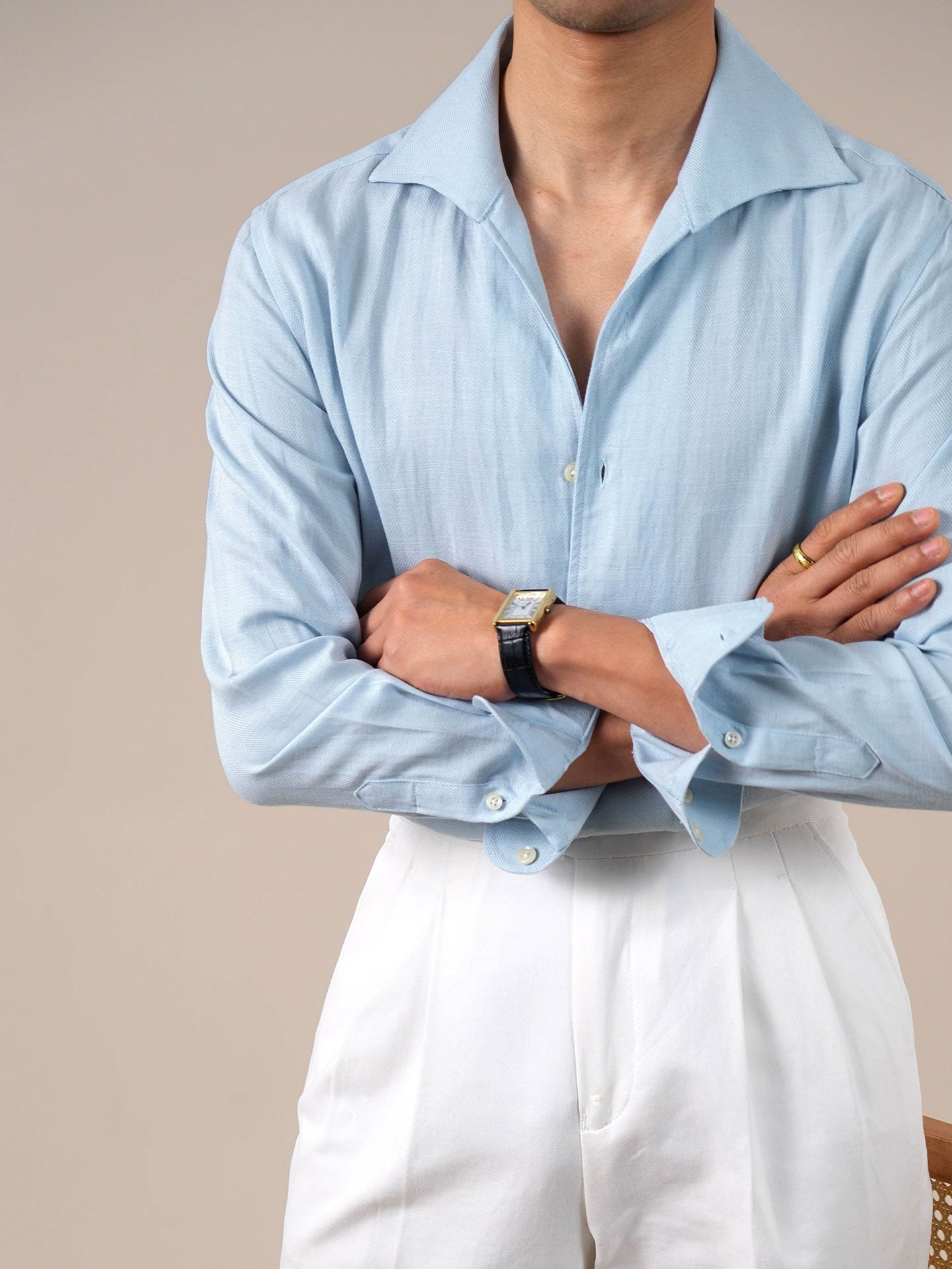 Men’s Tencel Spread Collar Long Sleeve Shirt BRABION