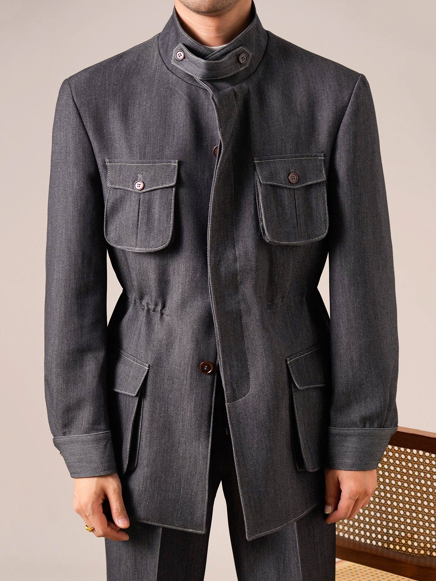 Men's Retro Vintage Denim Hunting Jacket - BRABION