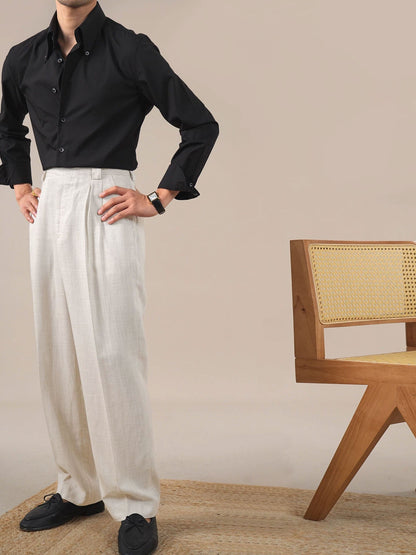 Men’s Tencel Linen Dress Pants — Relaxed Straight-Leg Old Money Style BRABION