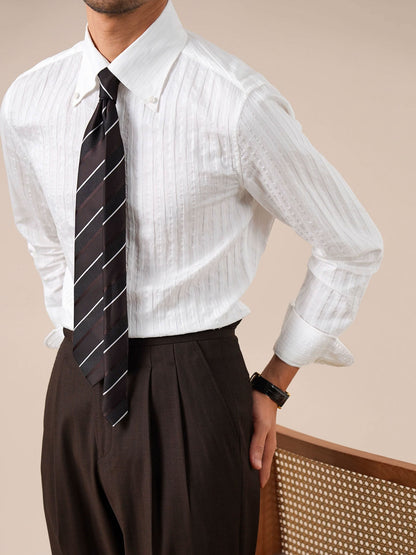 Italian Stripe Button-Up Collar Men's Dress Shirt - BRABION