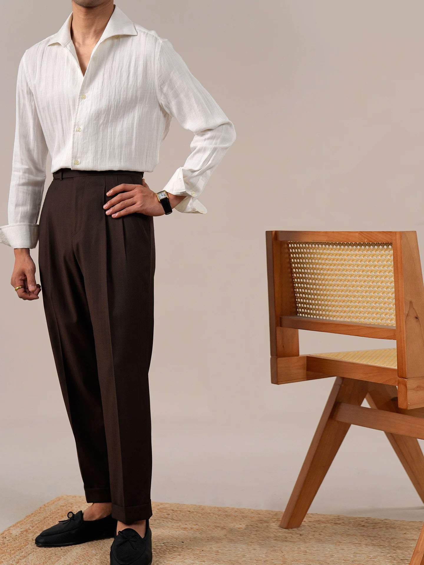 Men’s Tencel Spread Collar Long Sleeve Shirt BRABION