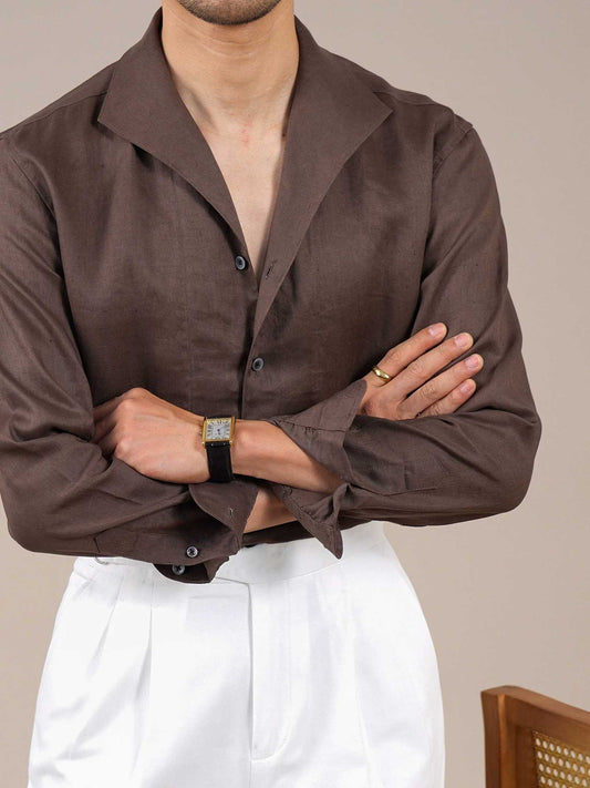 Men’s 100% Linen Breathable Italian-Style Casual Dress Shirt BRABION