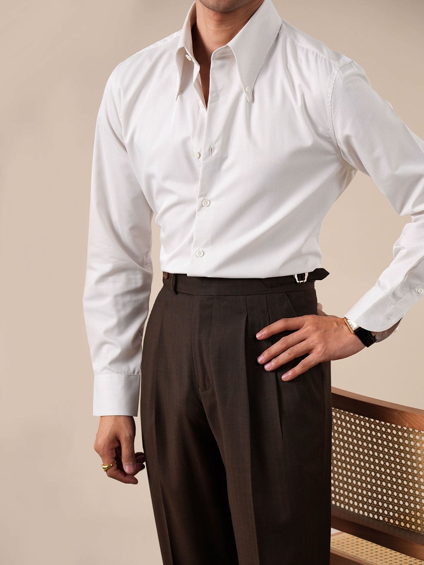 Men's Italian Jacquard Striped Shirt - BRABION