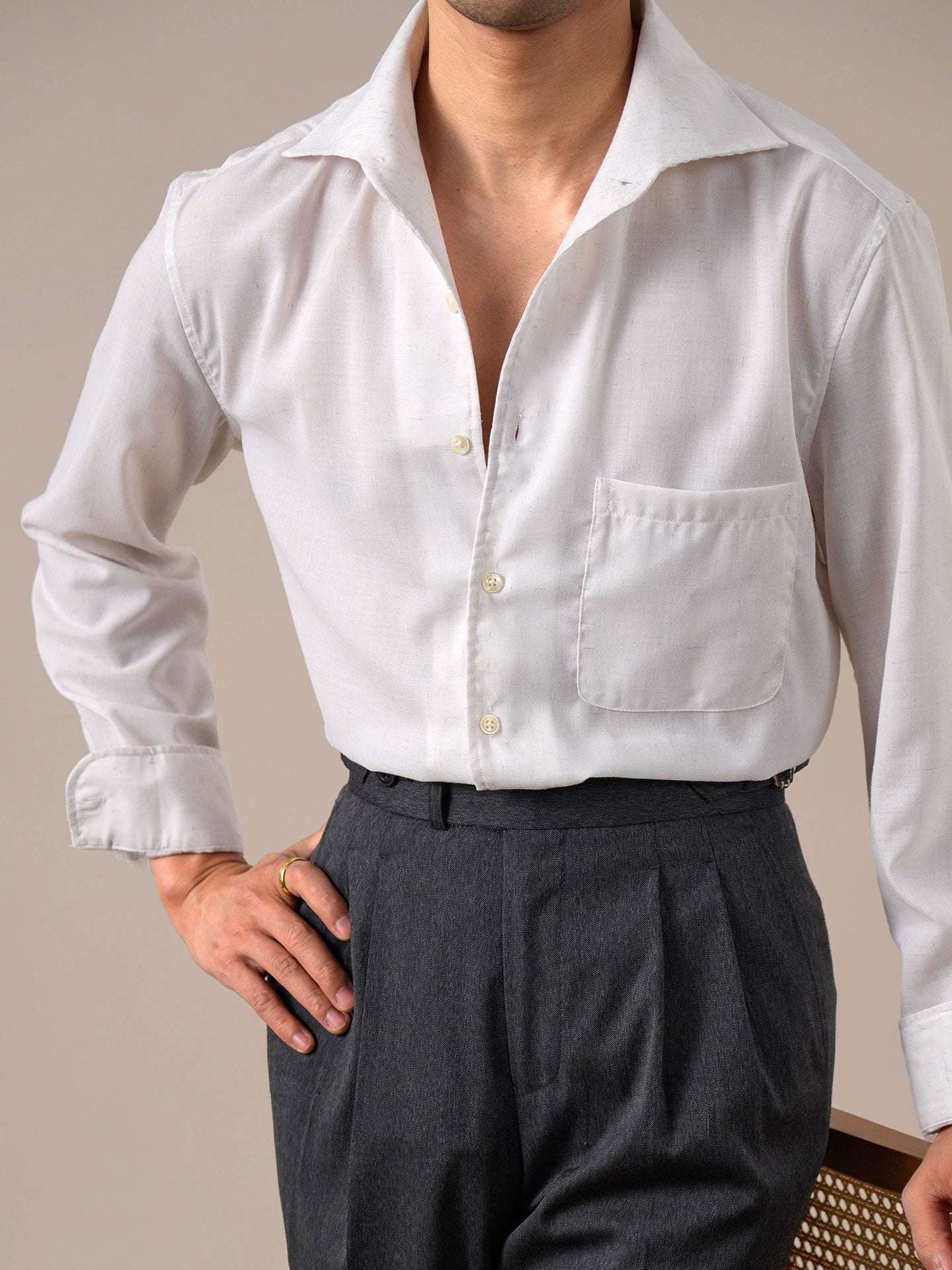 Men’s Breathable Linen Silk Long Sleeve Shirt BRABION