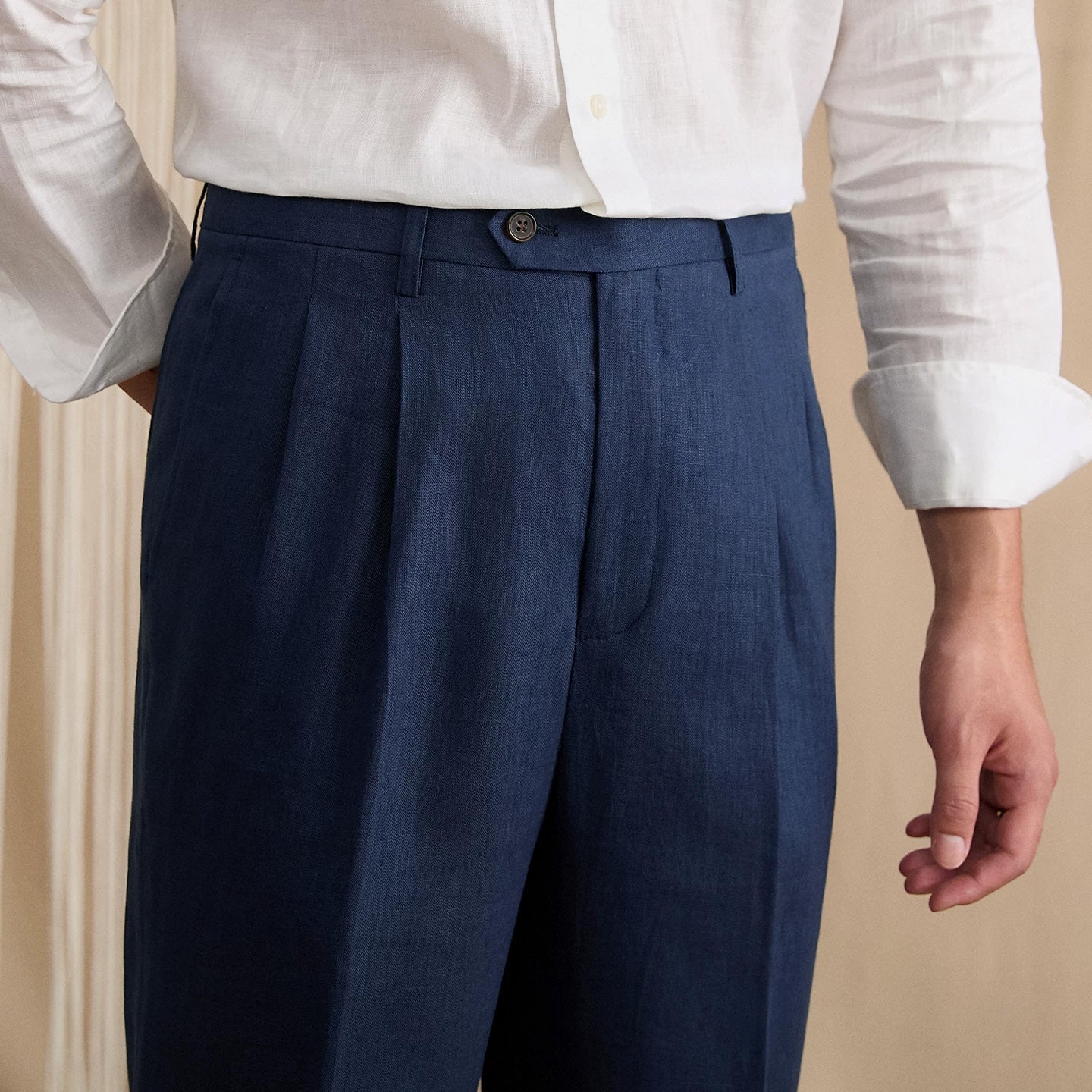 Men's Summer Breathable Pure Linen High-Waisted Trousers
