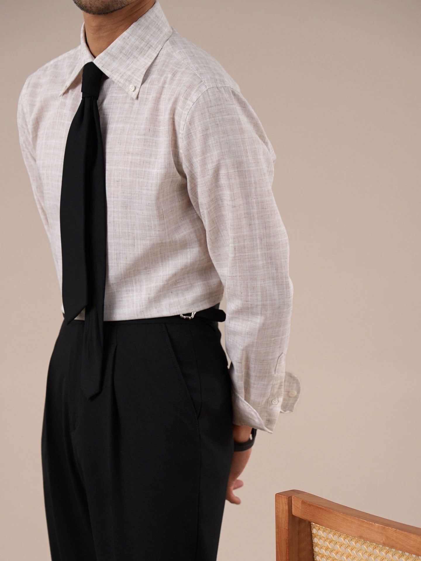 Men's Italian-Style Pointed Collar Plaid Casual Shirt - BRABION