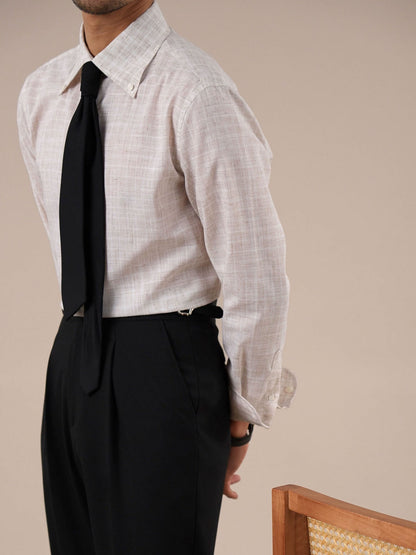 Men's Italian-Style Pointed Collar Plaid Casual Shirt - BRABION
