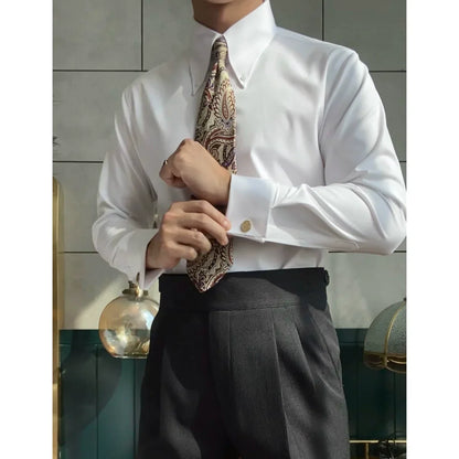 Point Collar Shirt with Cufflinks