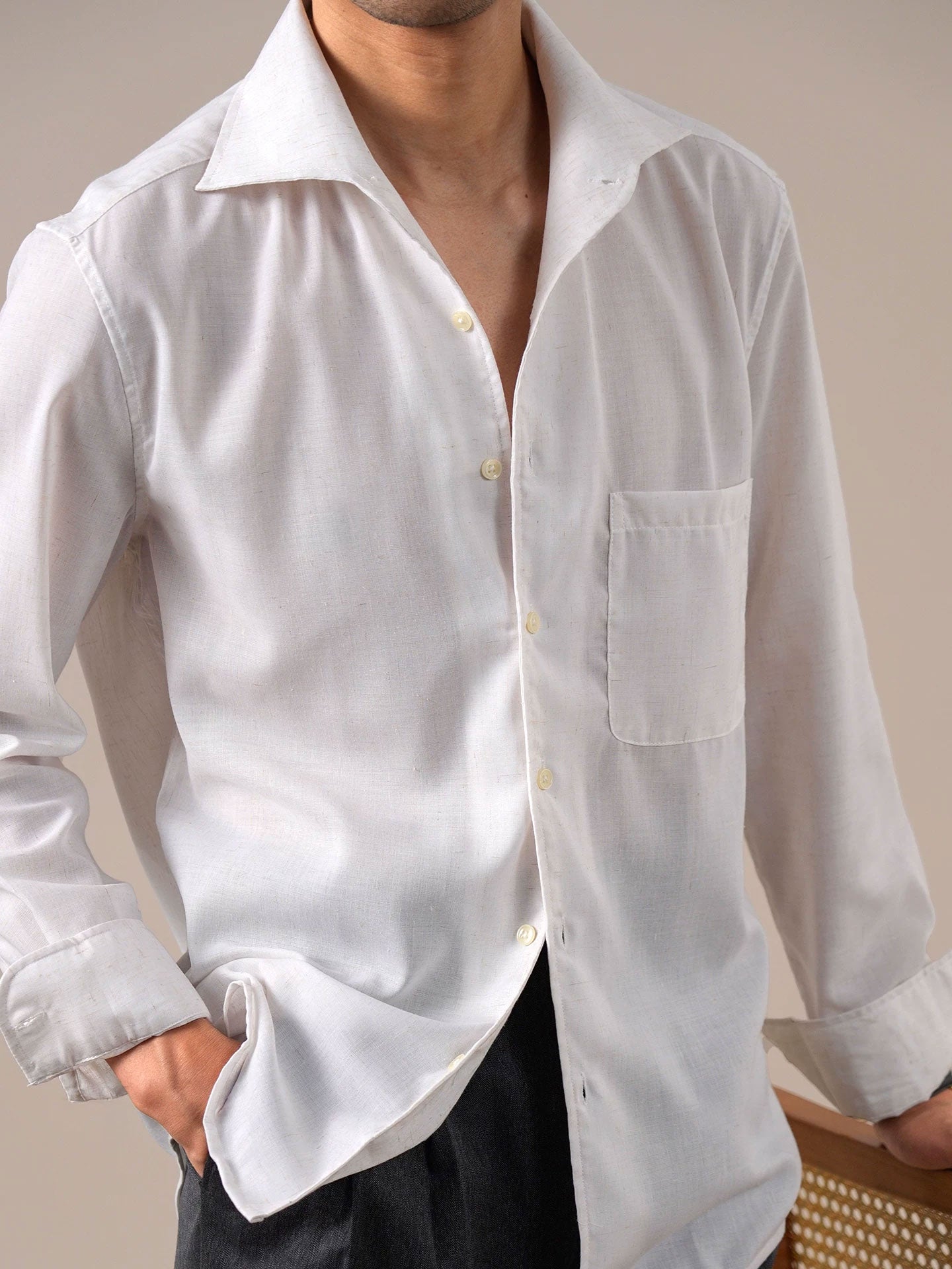 Men’s Breathable Linen Silk Long Sleeve Shirt BRABION