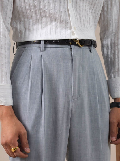 Men’s Sky Blue Double-Pleat Dress Pants BRABION