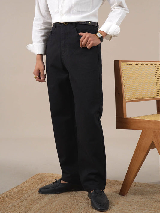 Men's High-Waist Straight-Leg Slim-Fit Jeans - BRABION