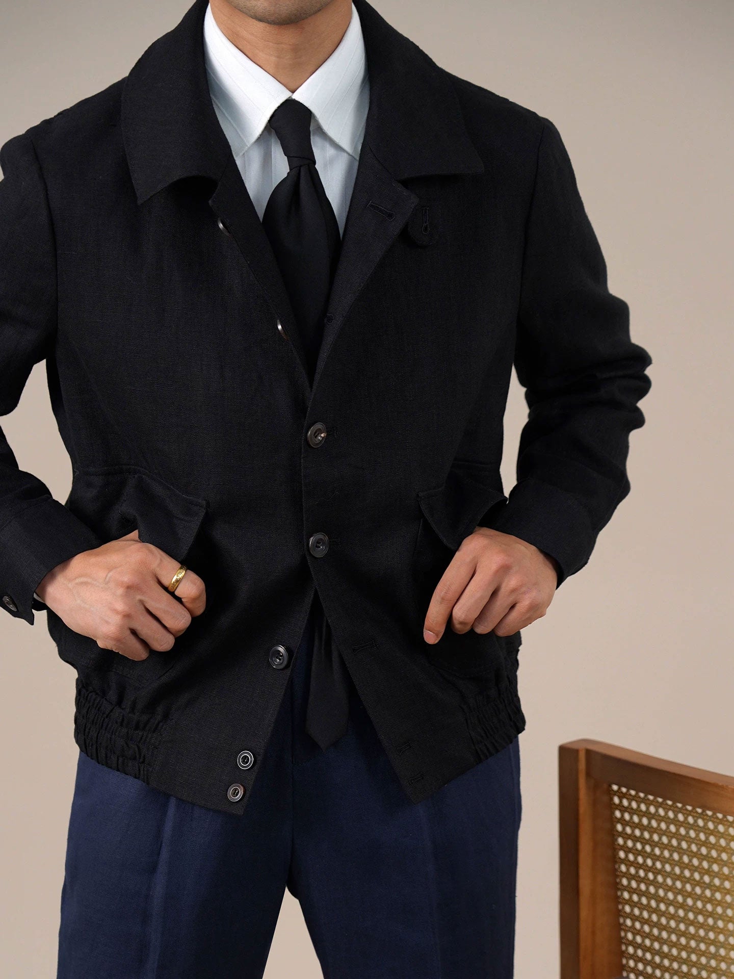 Men’s French Linen Bomber Jacket BRABION