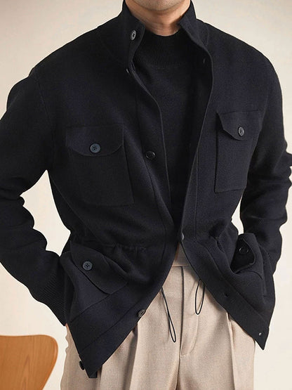 Men's Knit Hunting Stand Collar Jacket - BRABION