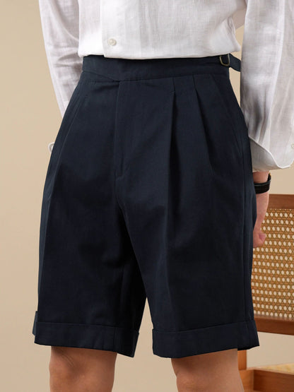 Italian Double-Pleat Men's Gurkha Cotton Casual Shorts