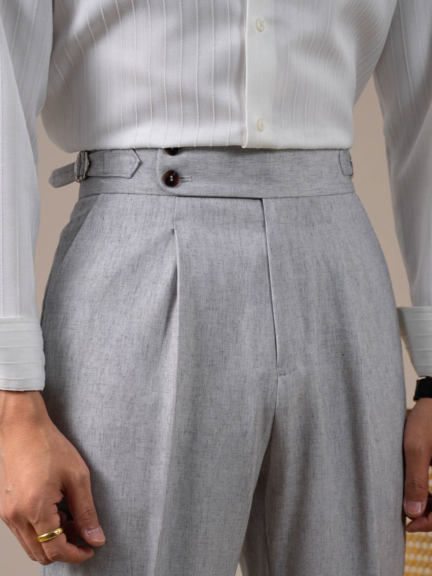 Men’s Grey Linen Dress Pants BRABION