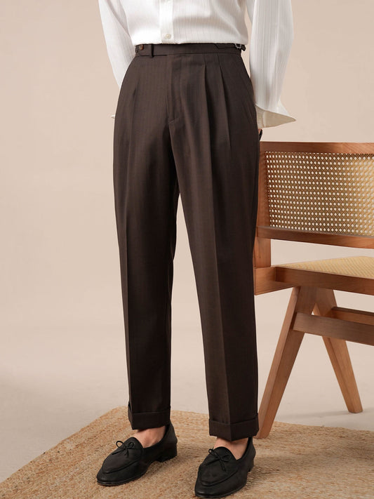 Italian Neapolitan High-Waisted Double-Pleat Men's Trousers - BRABION