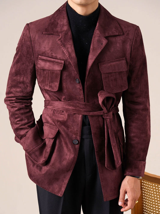 Men's Slim Fit Suede Hunting Retro Jacket - BRABION