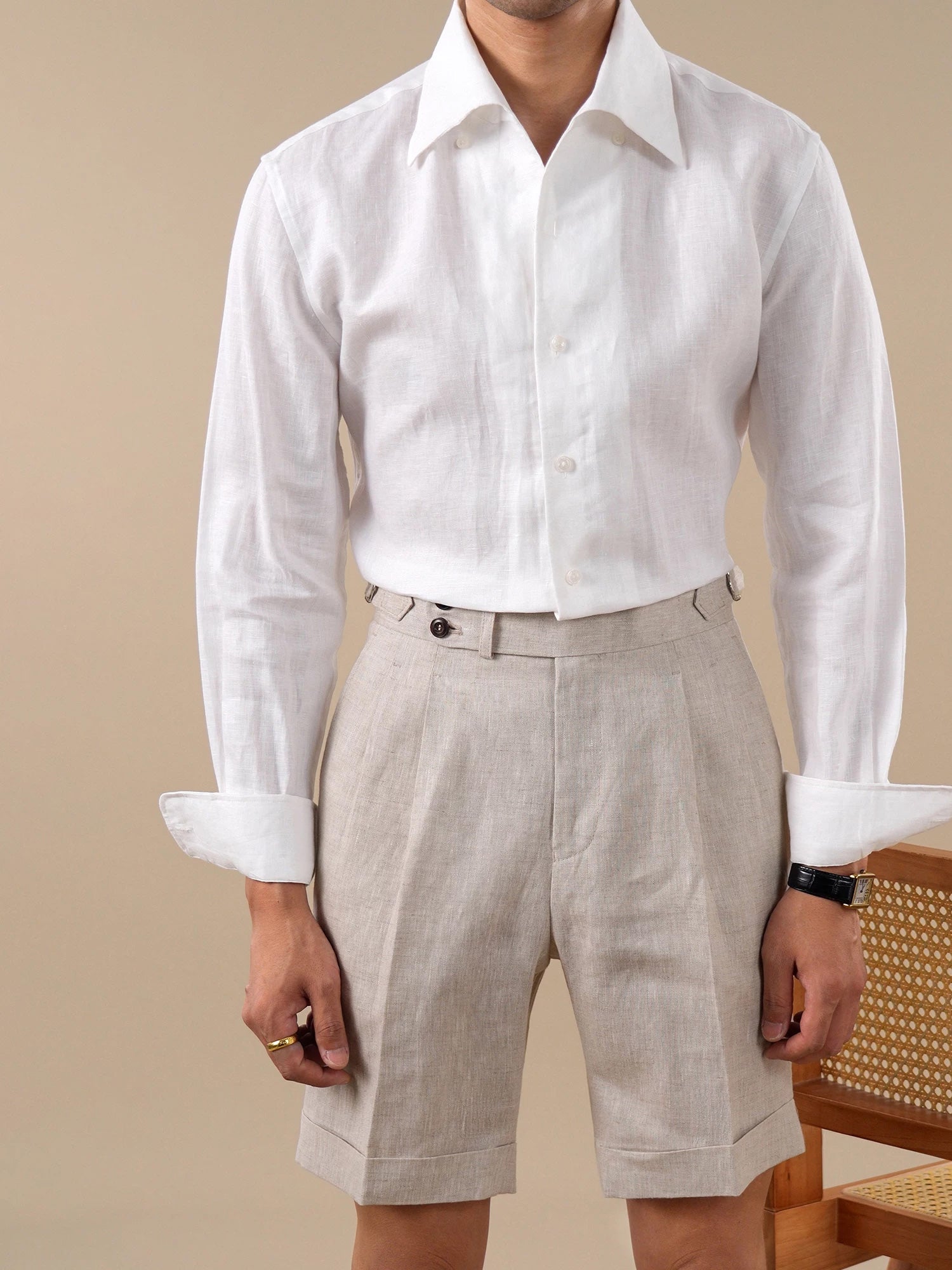 Naples Pleated Linen Shorts for Men BRABION
