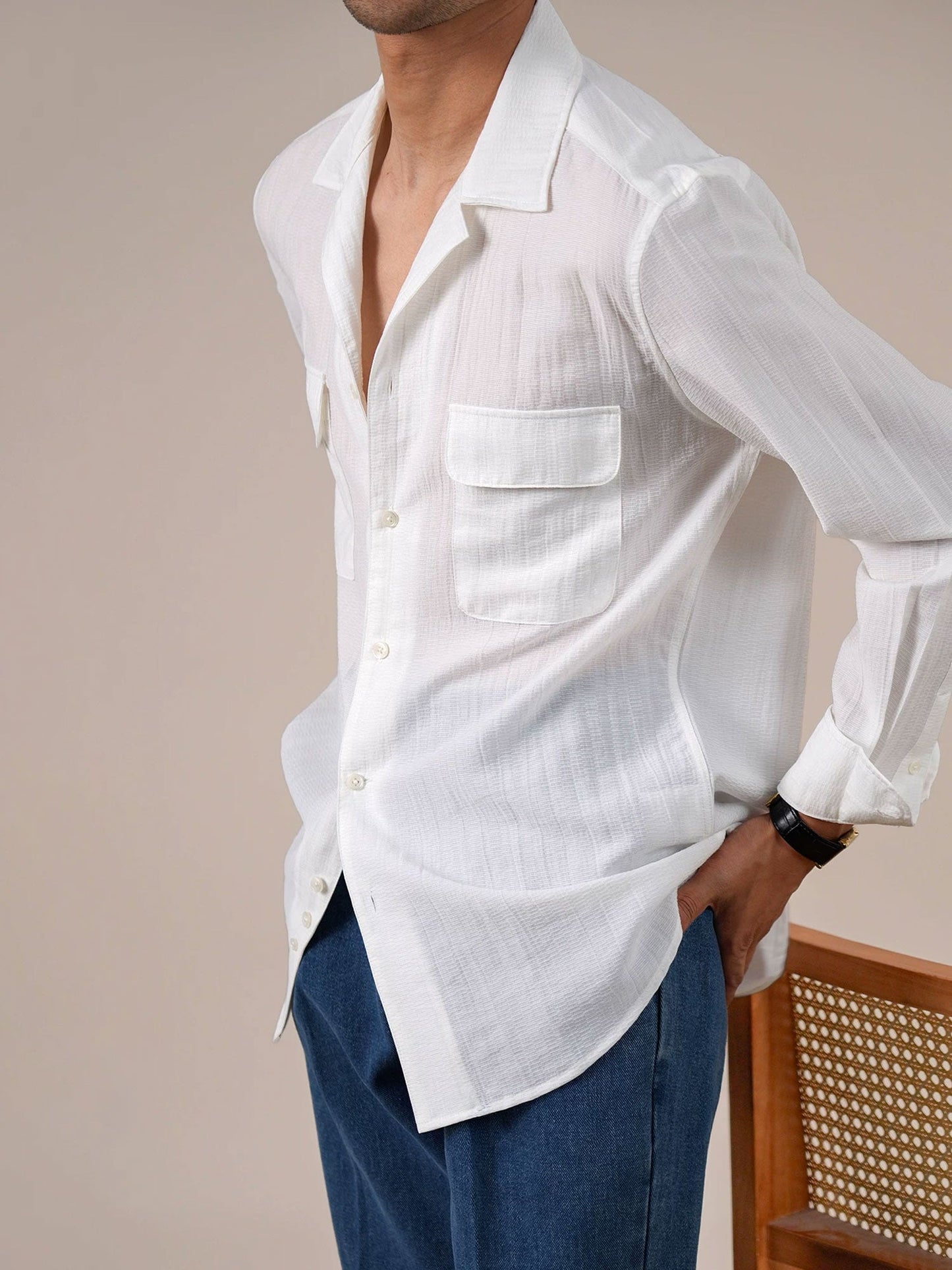 Men’s Lyocell Cuban Collar Long Sleeve Shirt BRABION