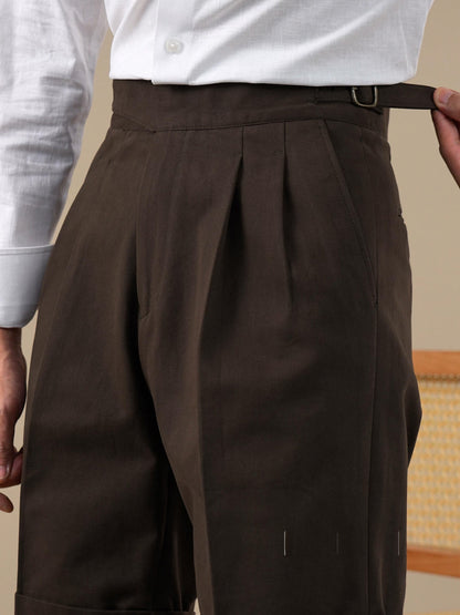 Vintage High-Waist Double-Pleat Straight-Leg Men's Shorts
