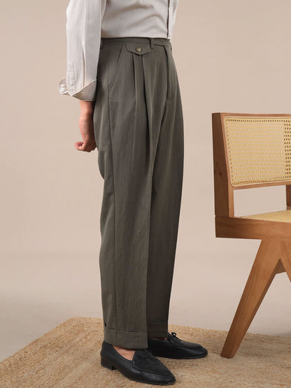 Men’s Vintage Double-Pleat High-Waist Lyocell Dress Pants BRABION