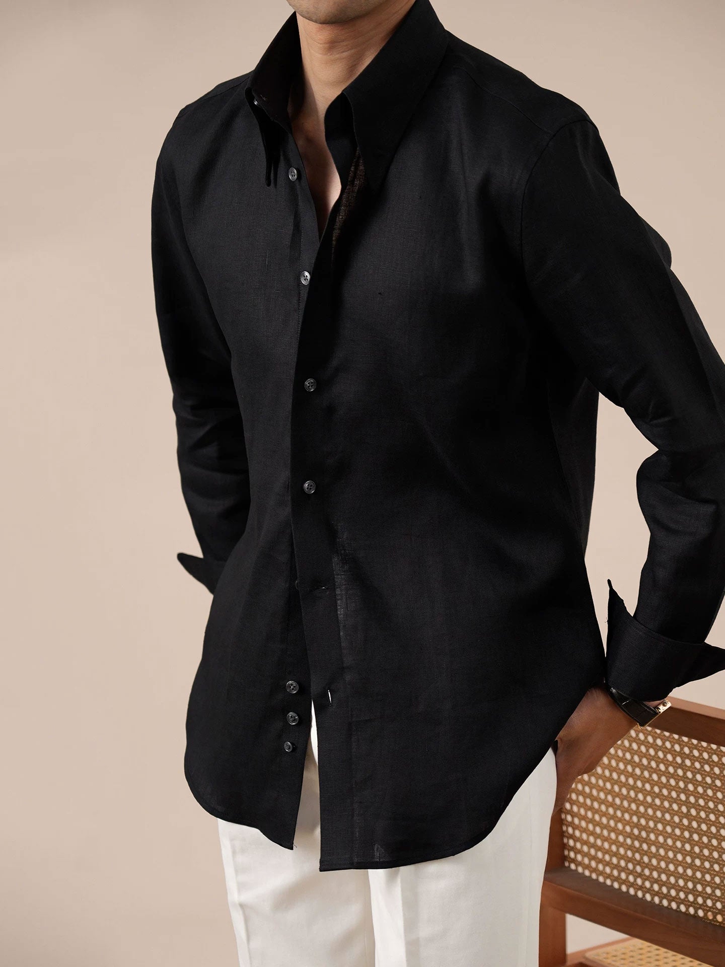 Italian-Style Long Point Collar Breathable Men's Shirt - BRABION
