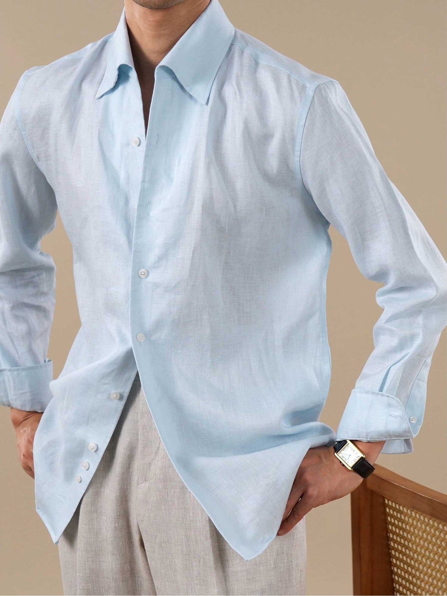 Men’s Summer Breathable Lightweight Linen Shirt BRABION