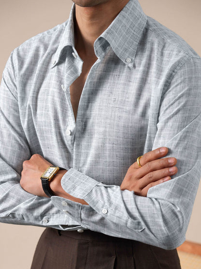 Men's Italian-Style Pointed Collar Plaid Casual Shirt - BRABION
