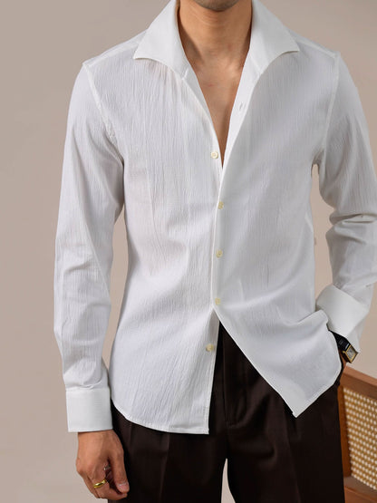 Men’s Breathable Bubble Cotton Gauze Italian One-Piece Collar Shirt BRABION