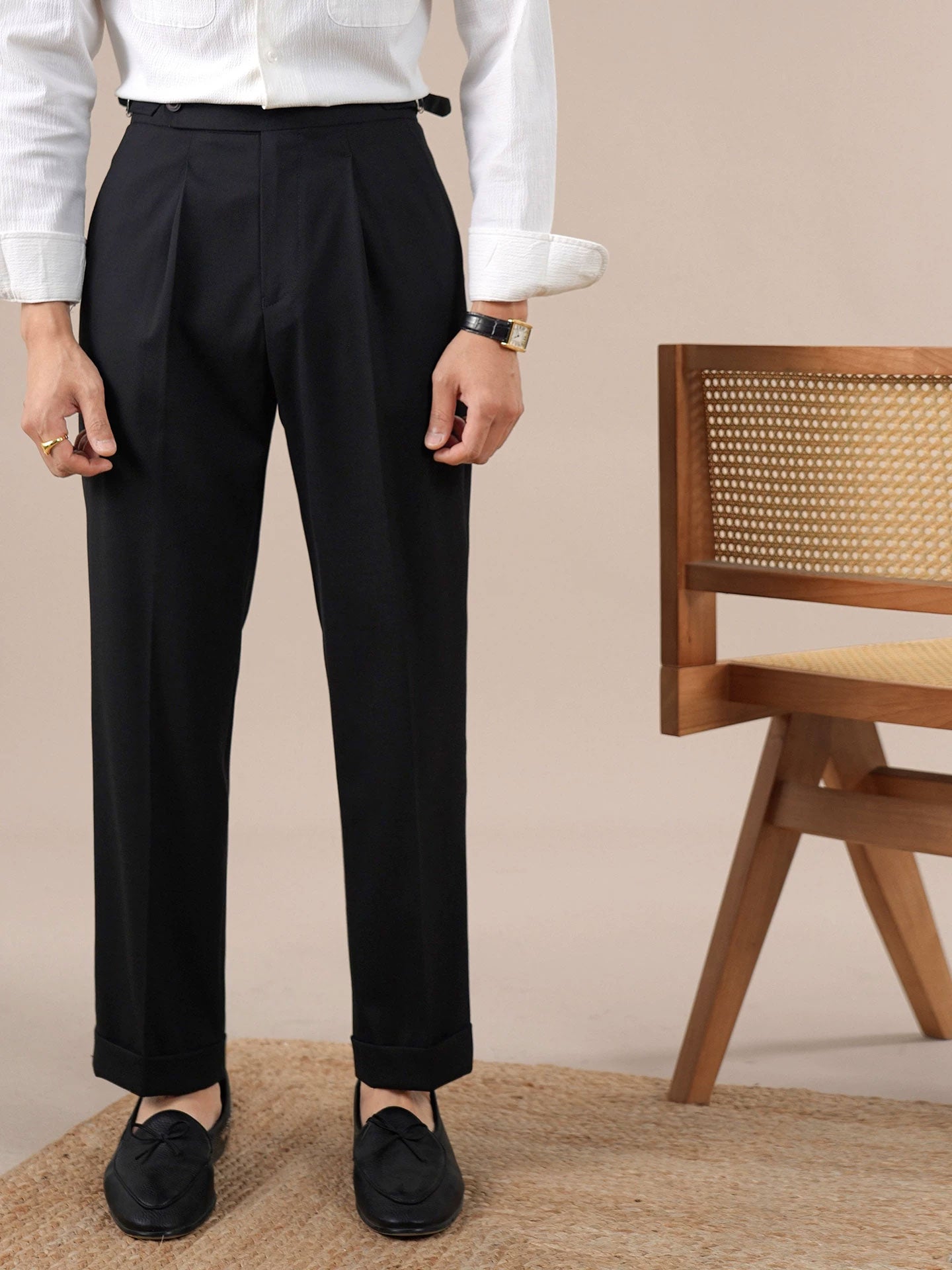 Men's Neapolitan Slim Fit Straight Leg Trousers - BRABION